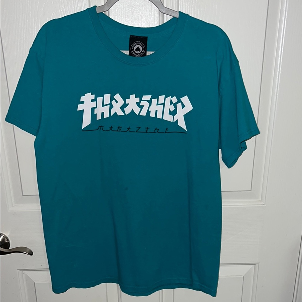 Thrasher Blue and White Short Sleeve Tee